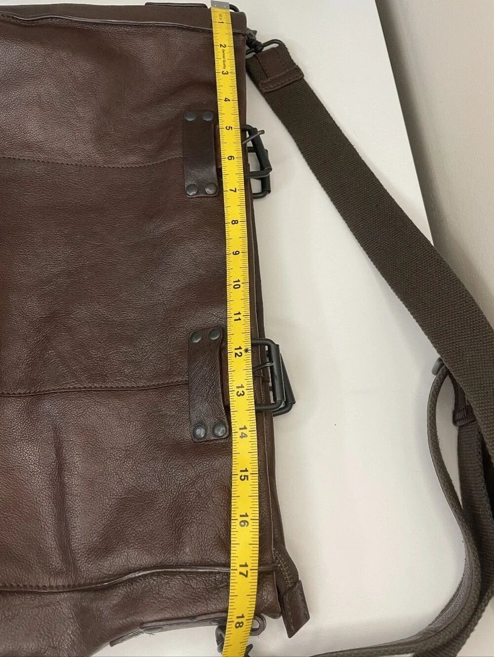 Barneys New York Dark Brown Leather Messenger Bag